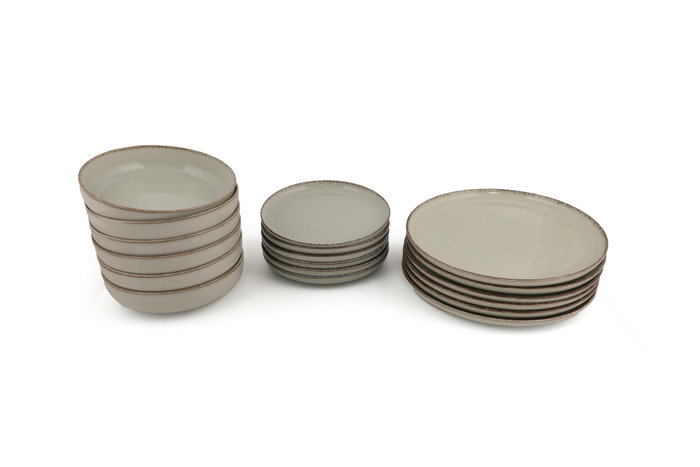Hermia MOD18Y2730P03 Vajilla de Porcelana Verde 18 Piezas - Apta para Microondas y Lavavajillas